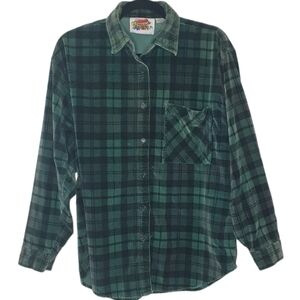 SORREL Vintage 90s Plaid Velvety Button-up Flannel Shirt Women Sz M Grunge Cabin